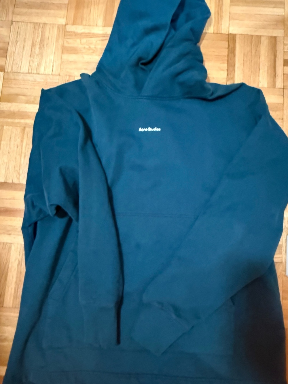 Authentic Men Acne Studios Fleece Logo Hoodie Blue